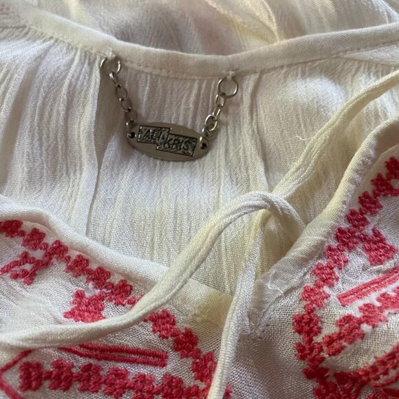 Ali & KRIS White GAUZE Seersucker BOHO Embroidered Lounge Tunic shirt *SMALL* - Picture 5 of 5